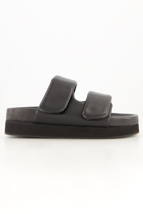 Leder-Pantolette, echtes Leder, breite Riemen, Weite H