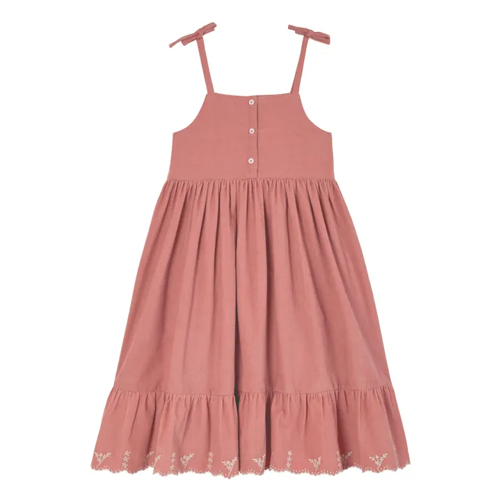 Emile et Ida Robe Midi Velours Milleraies Brodée | Rose