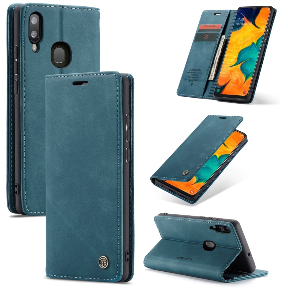 Samsung Galaxy A40 Leder Tasche Flip Wallet Etui mit Kartenfächern - Blaugrün