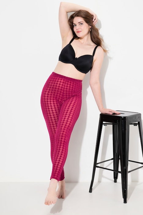 Strumpf-Leggings, Flockdruck, Hahnentritt