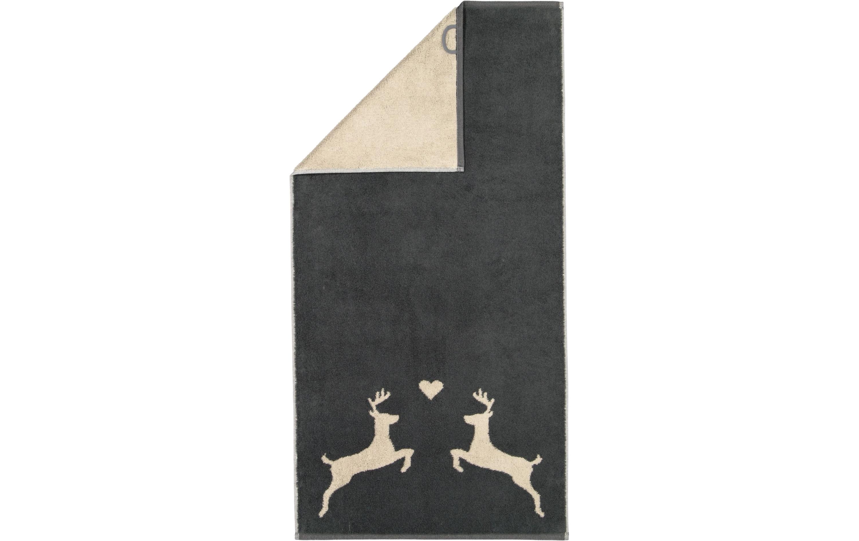 Duschtuch Alpenchic Edition Hirsch 70 x 140 cm, Beige/GranitBadezimmertuch