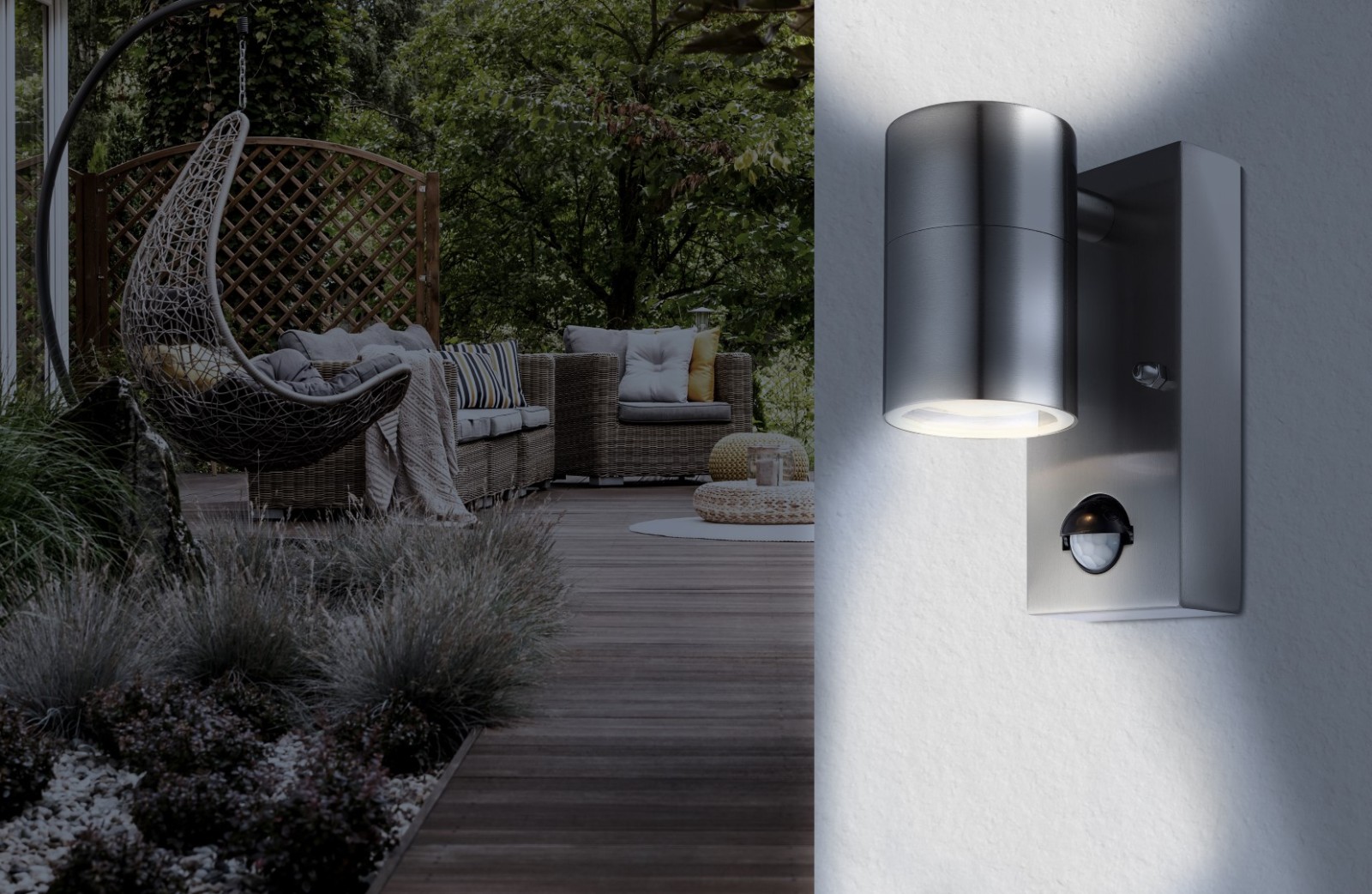 LED-Außenleuchte - Edelstahl - mit Sensor