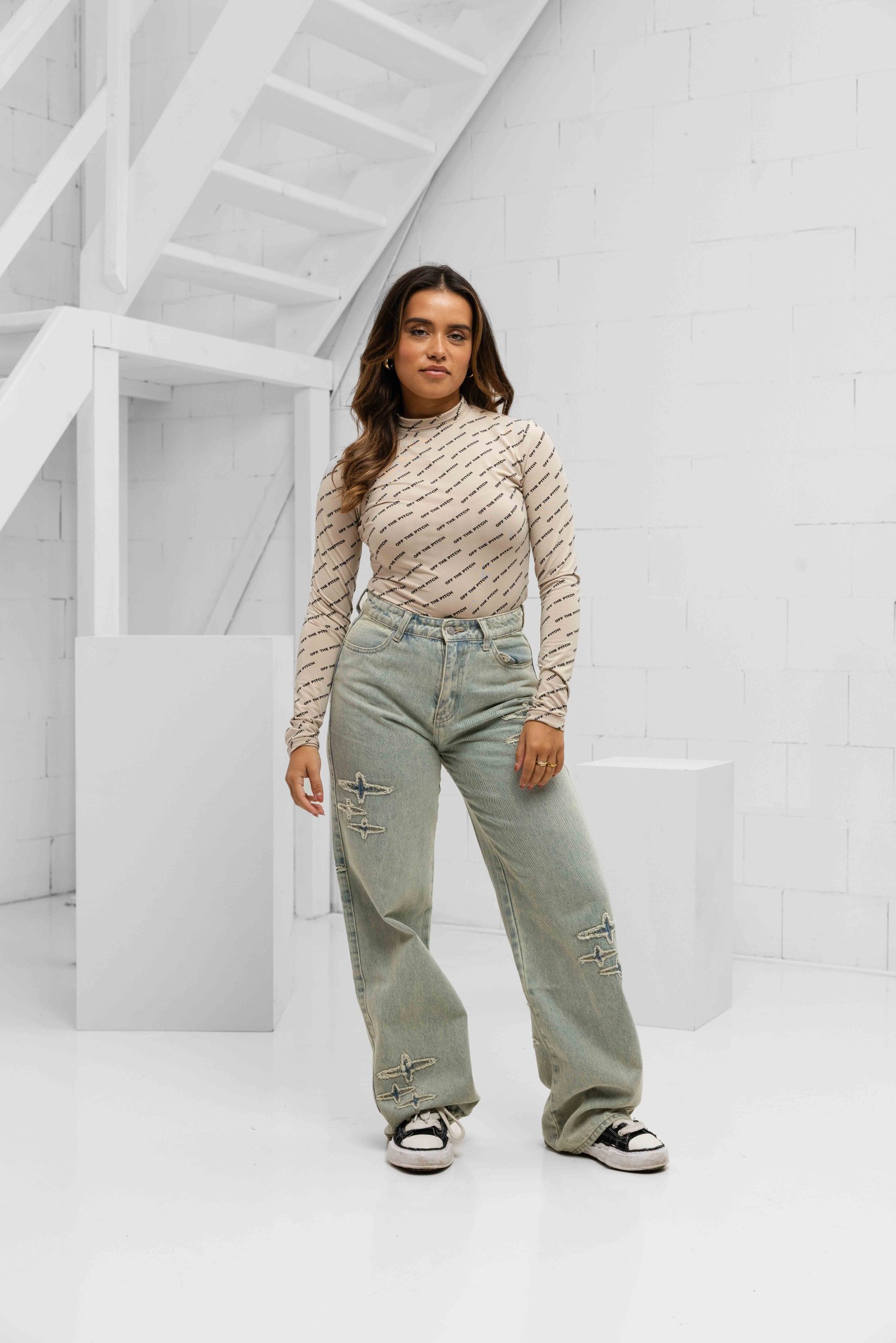 Project x Paris Wide Leg Jeans Dames Lichtblauw