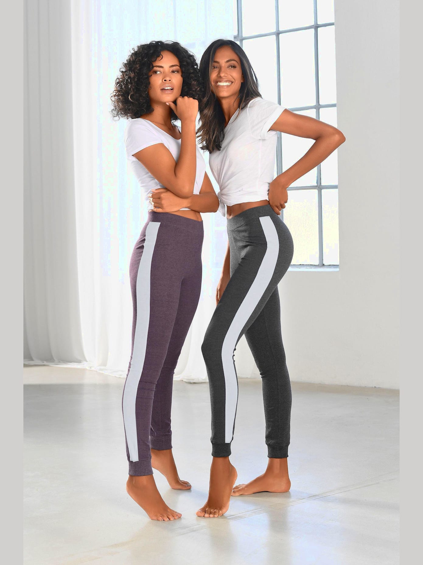 Legging avec rayures latérales contrastées