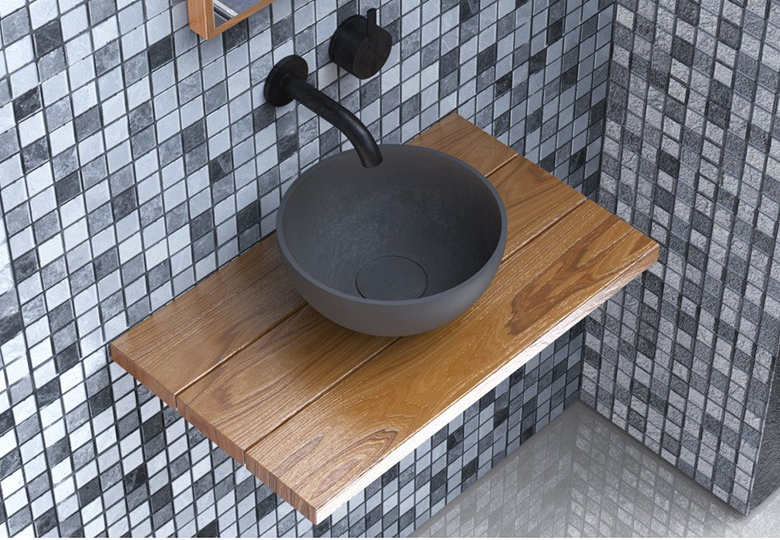 SSI Design Solid Surface Micro Waskom 23cm Donker Grijs