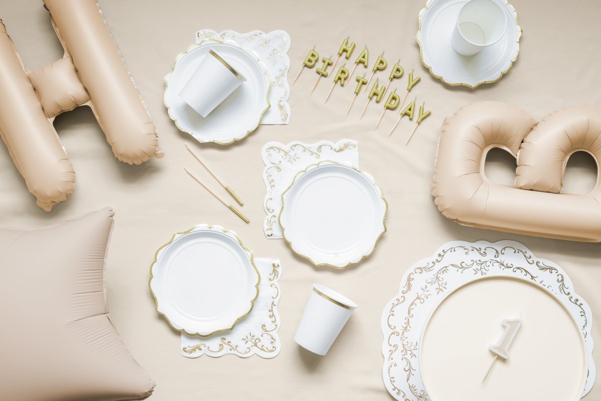 Goud Witte Placemats 35,5cm 6st