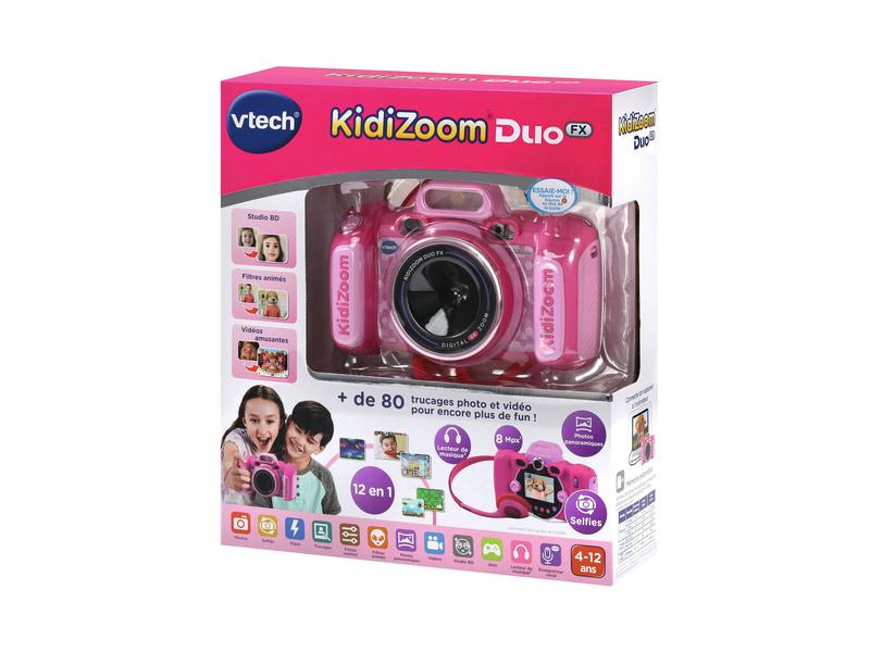 Vtech Kinderkamera Kidizoom Duo FX -FR- Rosa Multifunktionale Digitalkamera mit integriertem Blitz