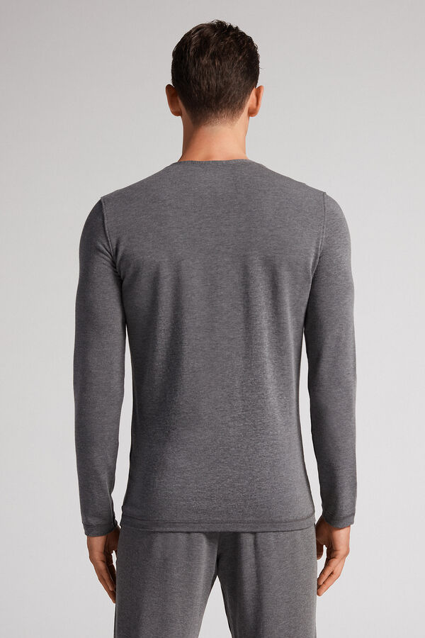Camiseta de manga comprida em modal e cashmere