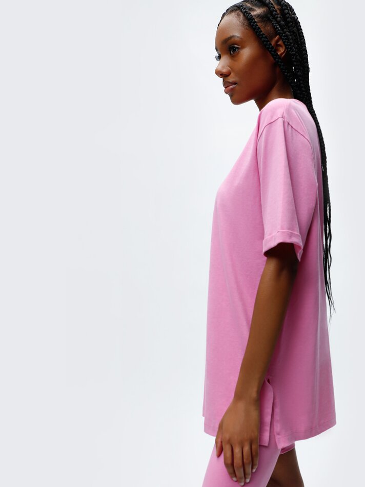 Camiseta oversized de manga curta - Rosa Chiclete
