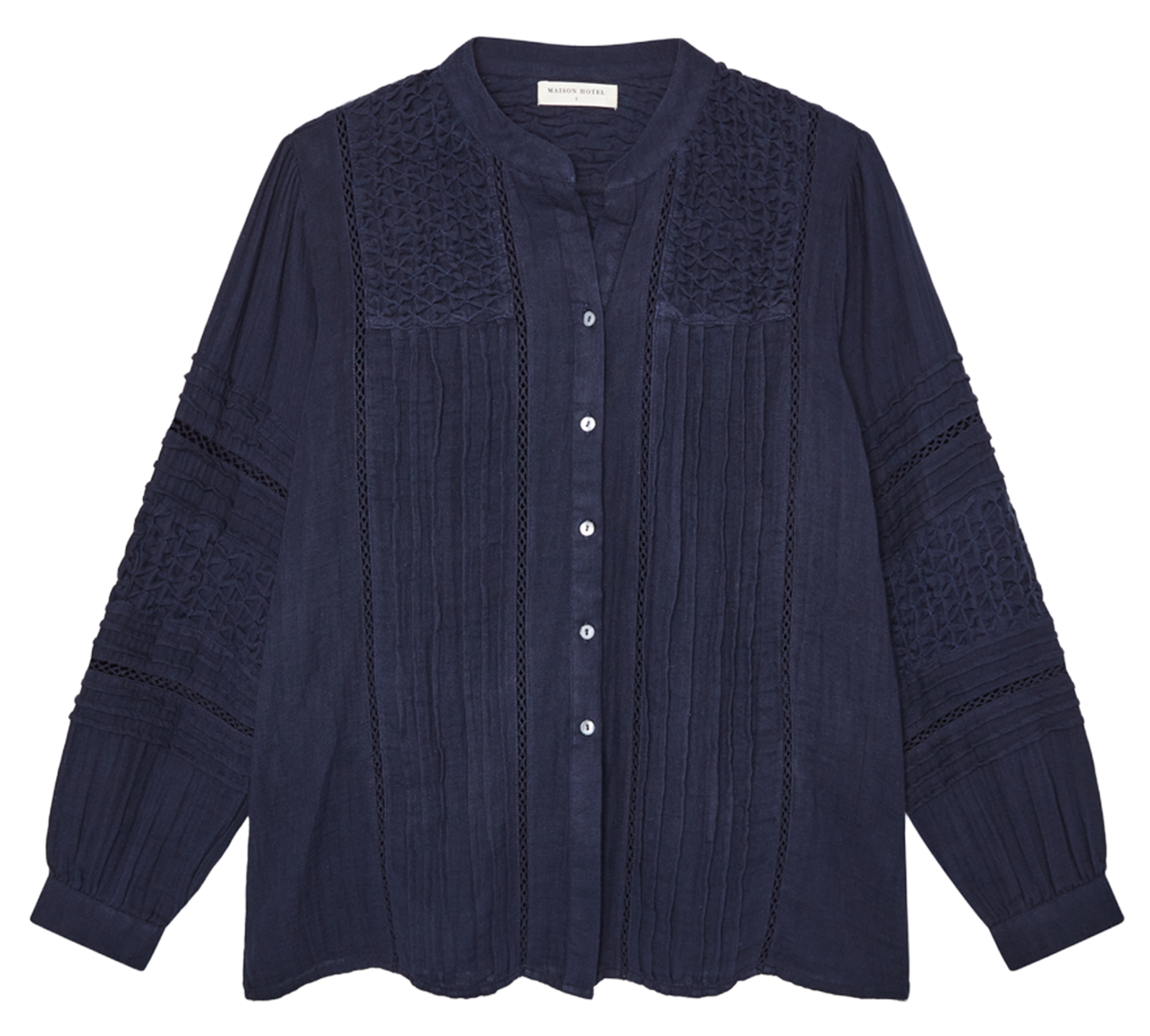 ANGELA - Chemise ample col V en coton | Bleu