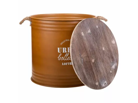 Panier à linge en métal imprimé marron 50x50