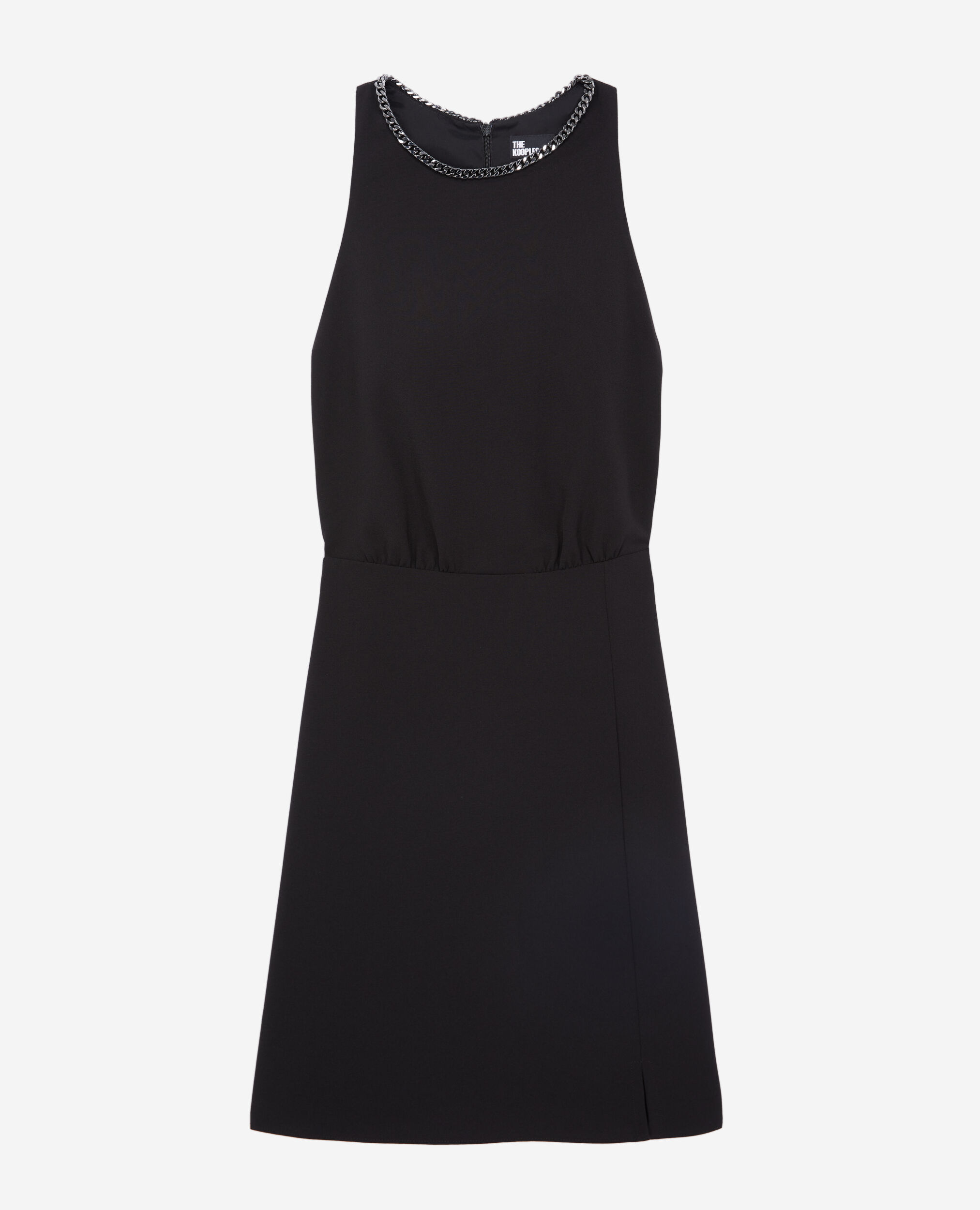 Robe courte noire en crêpe