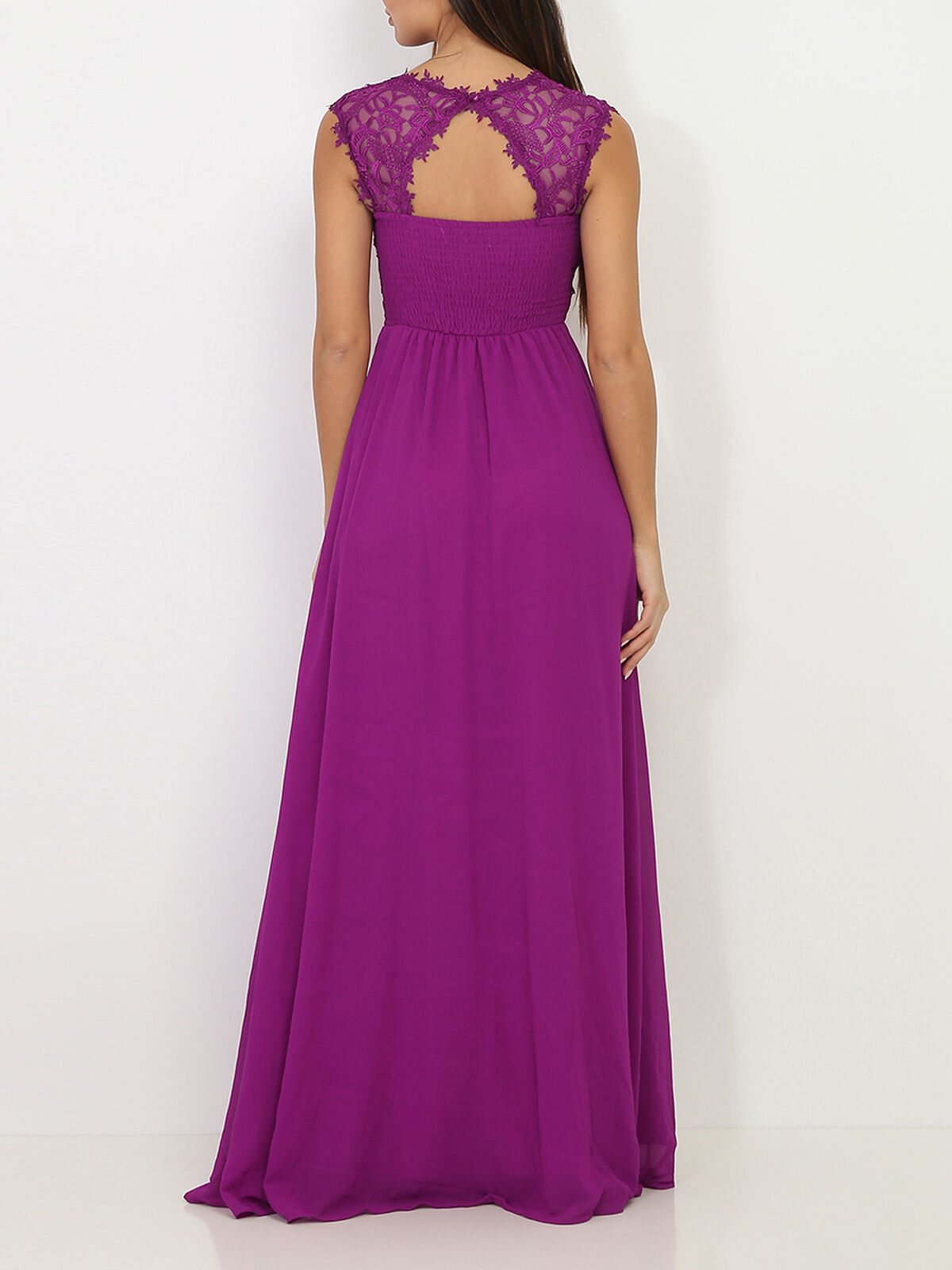 Robe longue à dentelle- Violet