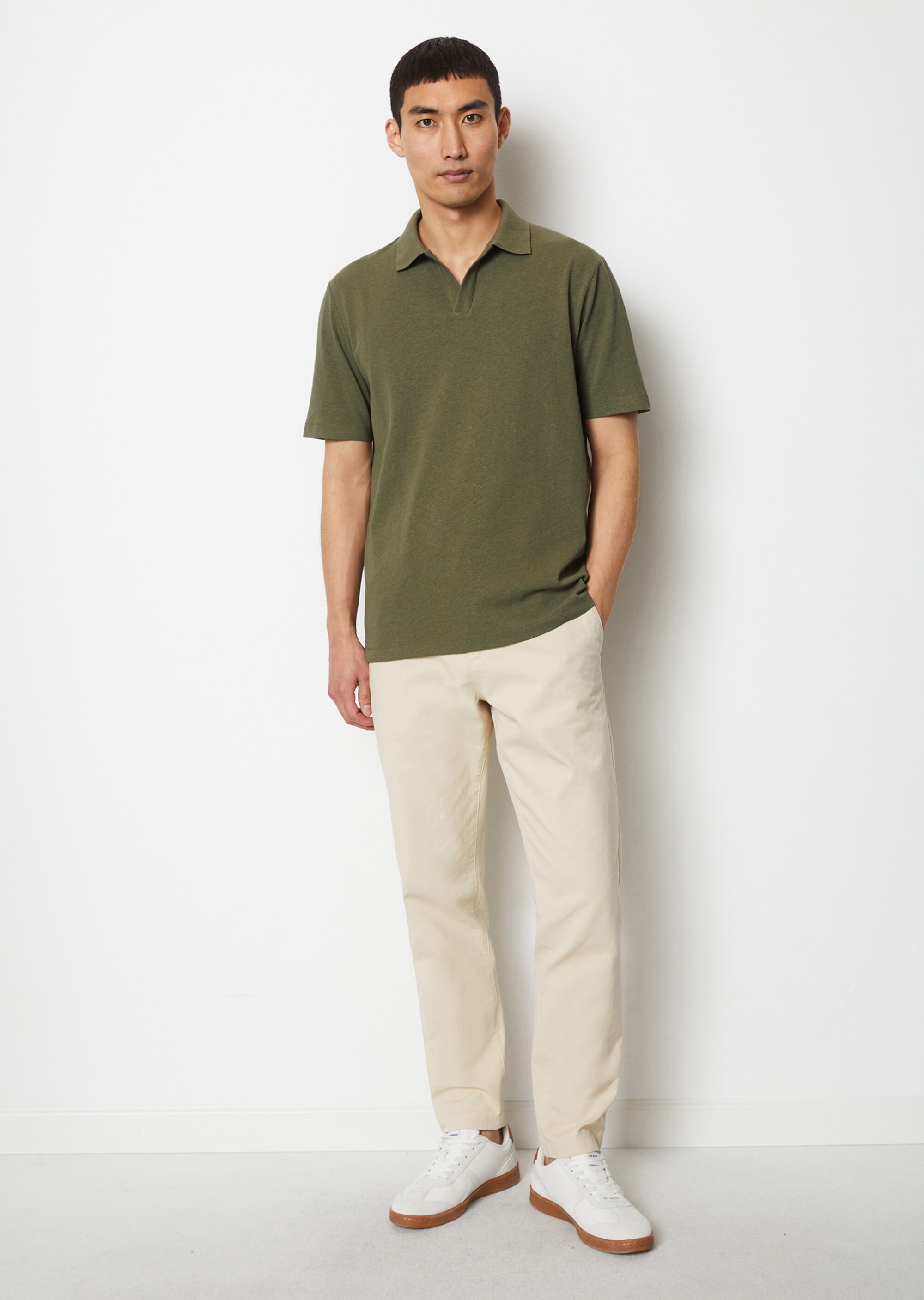 Poloshirt Jersey regular aus Bio-Baumwolle und Leinen