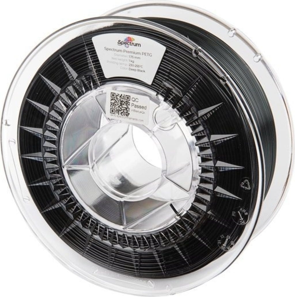 Spectrum  PETG Premium Deep Black, 1,75 mm / 1000 g    Vielfältiges Filament mit hoher Transparenz & Temperaturbeständigkeit