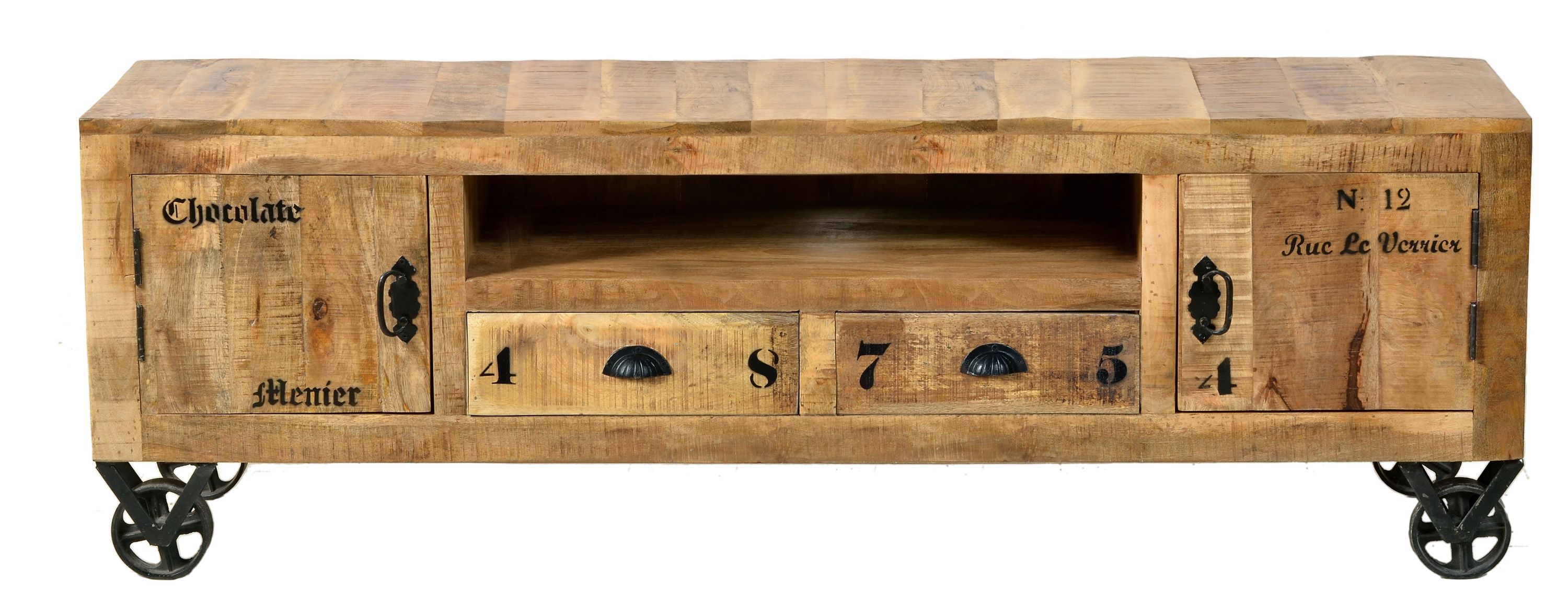 Lowboard Mangoholz Kommode Sideboard TV Fernseher Hifi Wohnzimmer Schrank