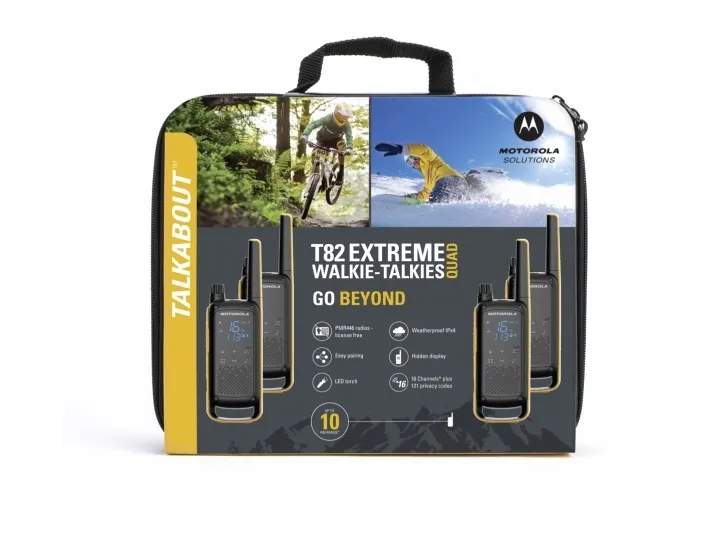 Motorola Talkabout T82 Extreme - Quad Pack - transportabel - tovejs radio - PMR - 446 MHz - 16 kanaler - sort, gul (pakke med 4)