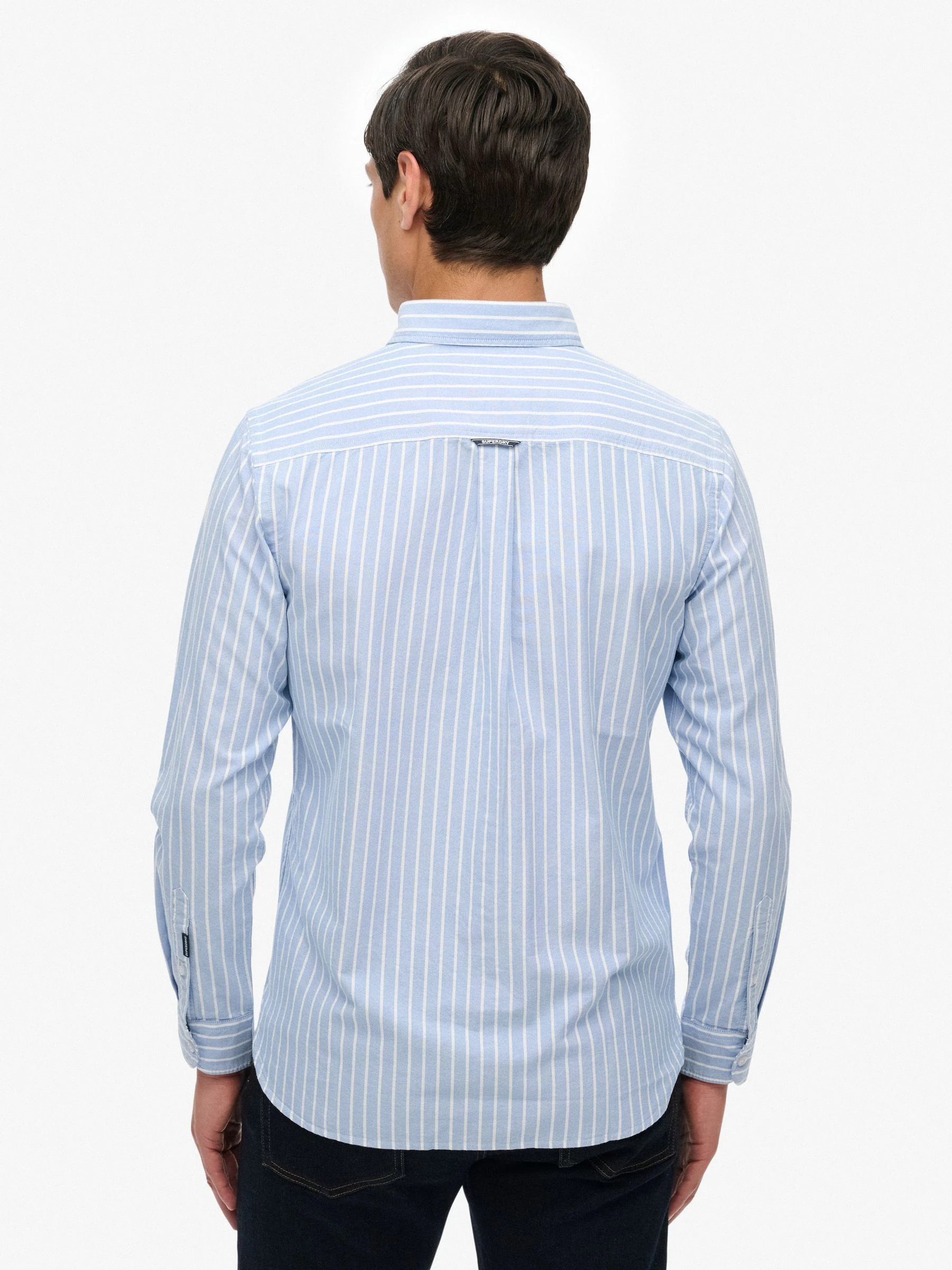 Blauw - Superdry Classic Oxford Long Sleeve Shirt