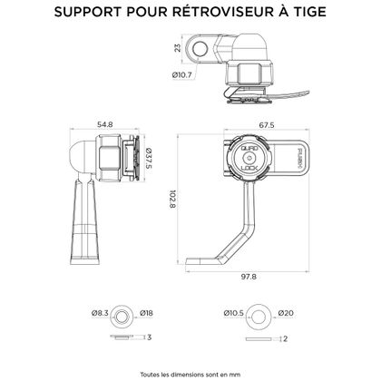 Support Smartphone Quad Lock pour rétroviseur à tige - Noir