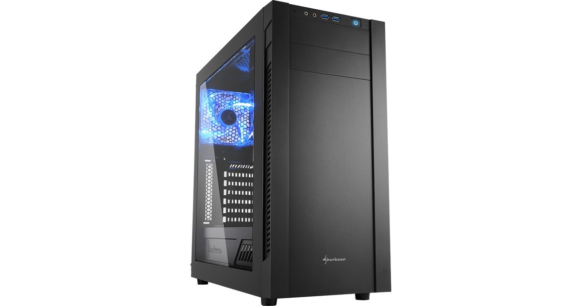 SharkoonS25-W midi tower behuizing  (Zwart | 2x USB-A | Window)