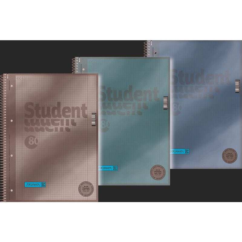 Brunnen Premium Collegeblock, A4, kariert 5 mm, assortiert
