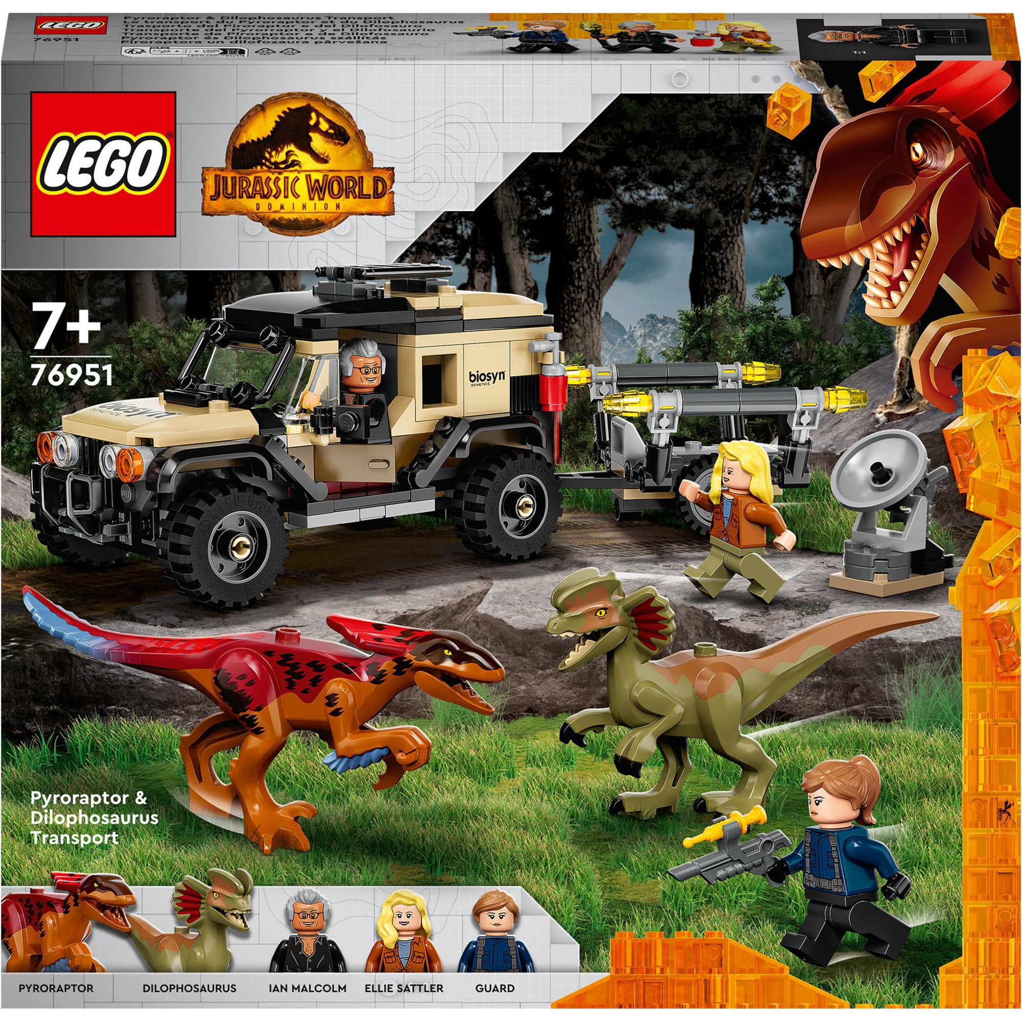 LEGO Konstruktionsspielzeug Jurassic World Pyroraptor & Dilophosaurus Transport