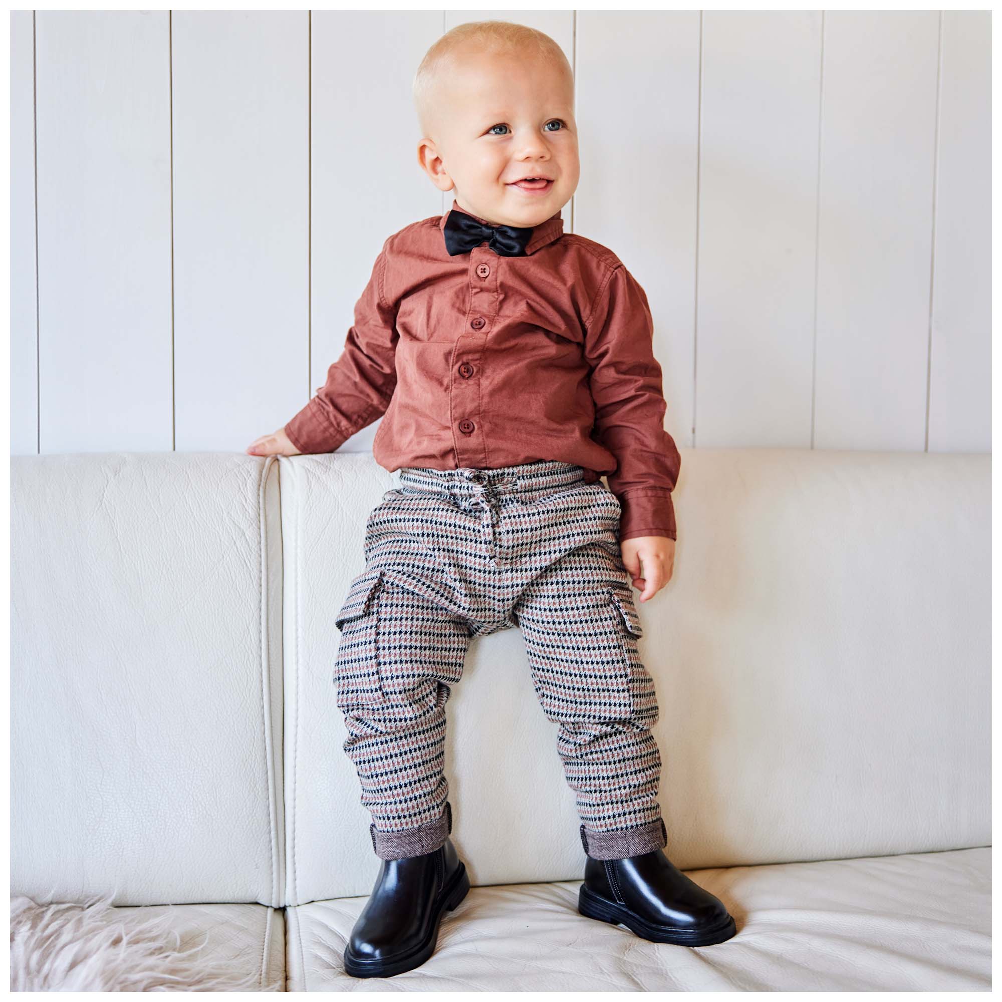 Prénatal peuter broek  ruit grijs