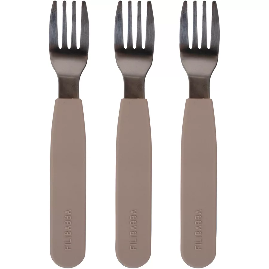 Filibabba Silikon Gabeln 3er-Pack - Warm Grey