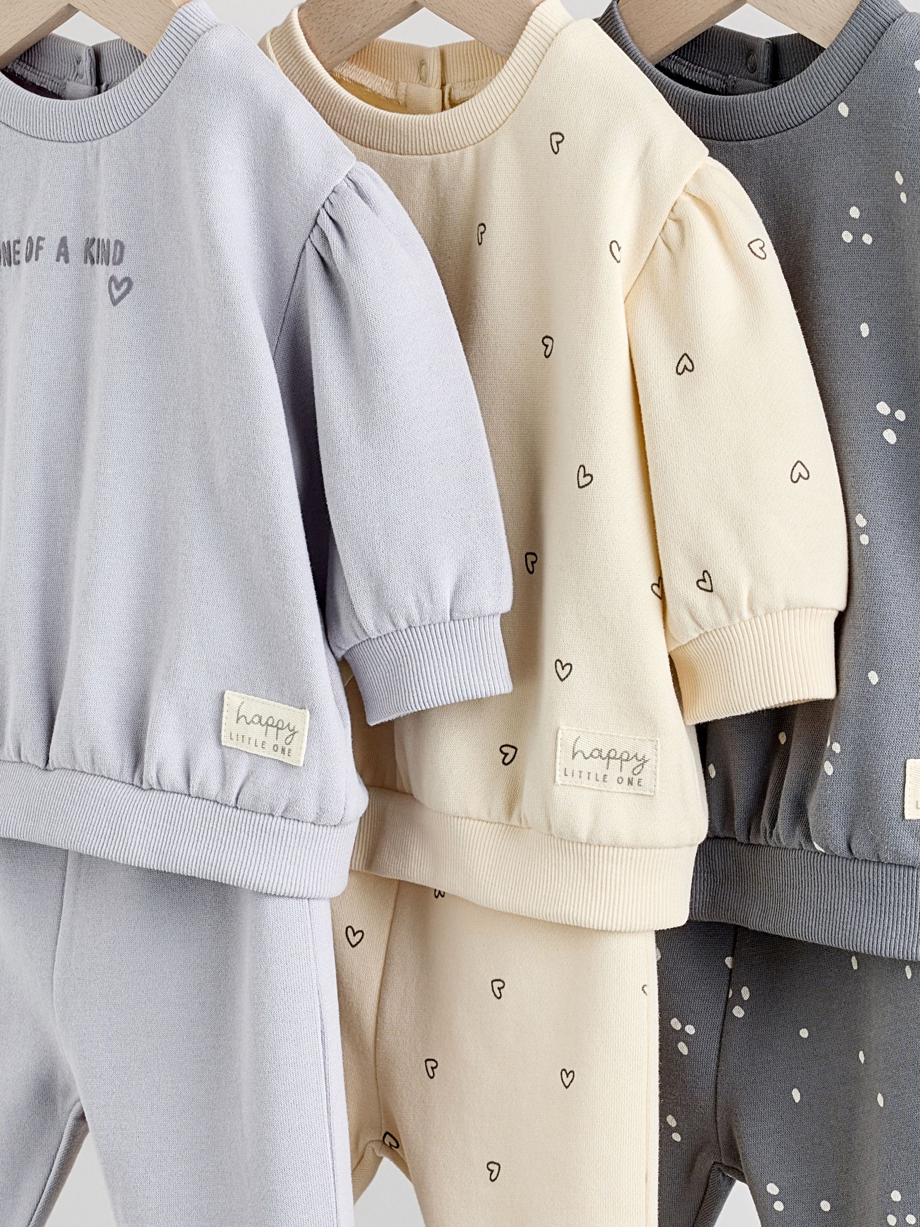 Antracietgrijs & Crème - Baby sweatshirt en joggingbroek 6 -delige set (0mnd -2jr)