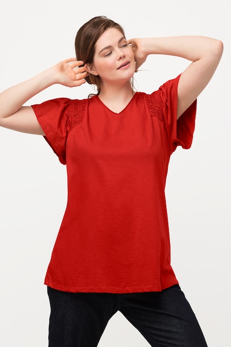 T-Shirt, A-Linie, V-Ausschnitt, Halbarm, Biobaumwolle