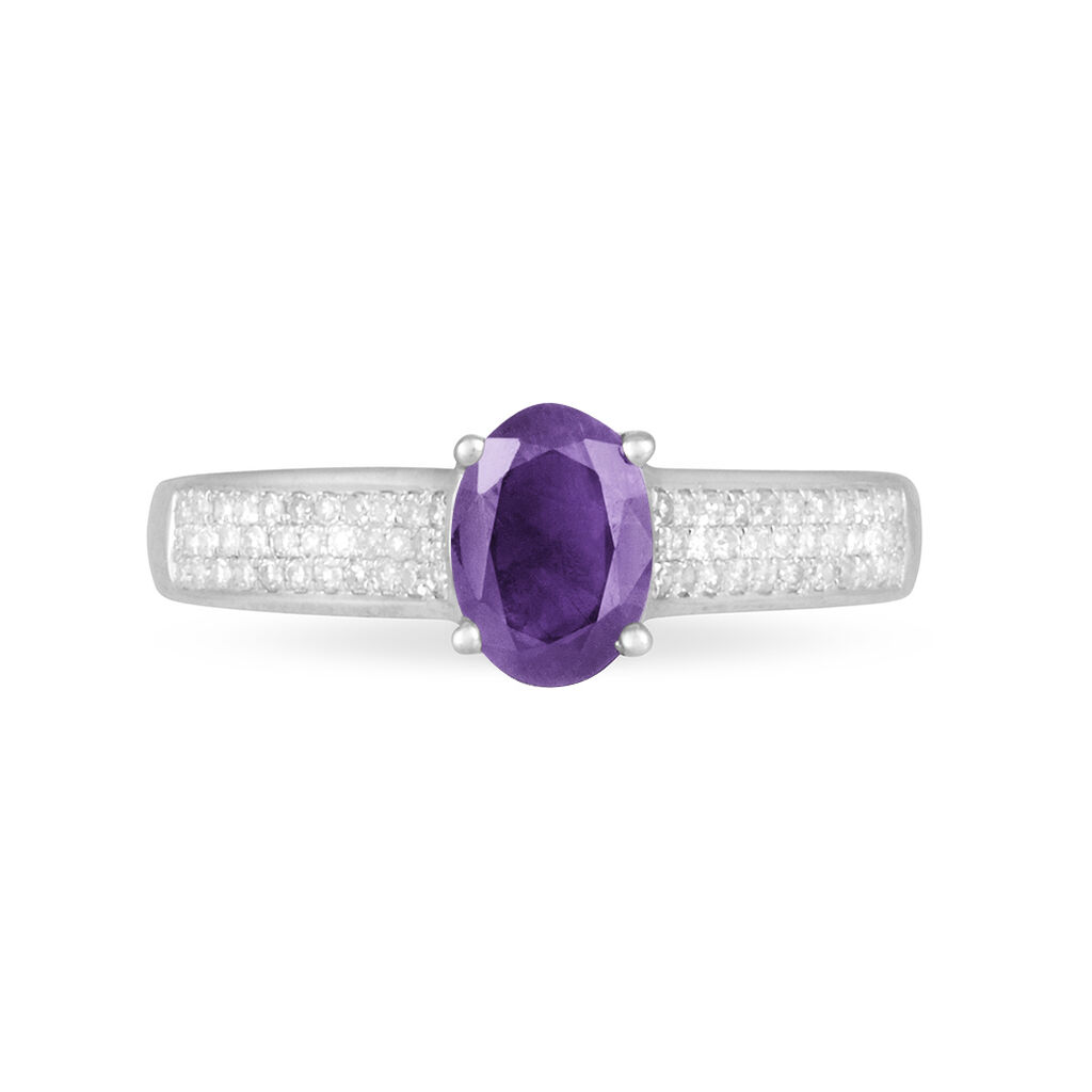 Bague Crista Or Blanc Amethyste Et Diamant