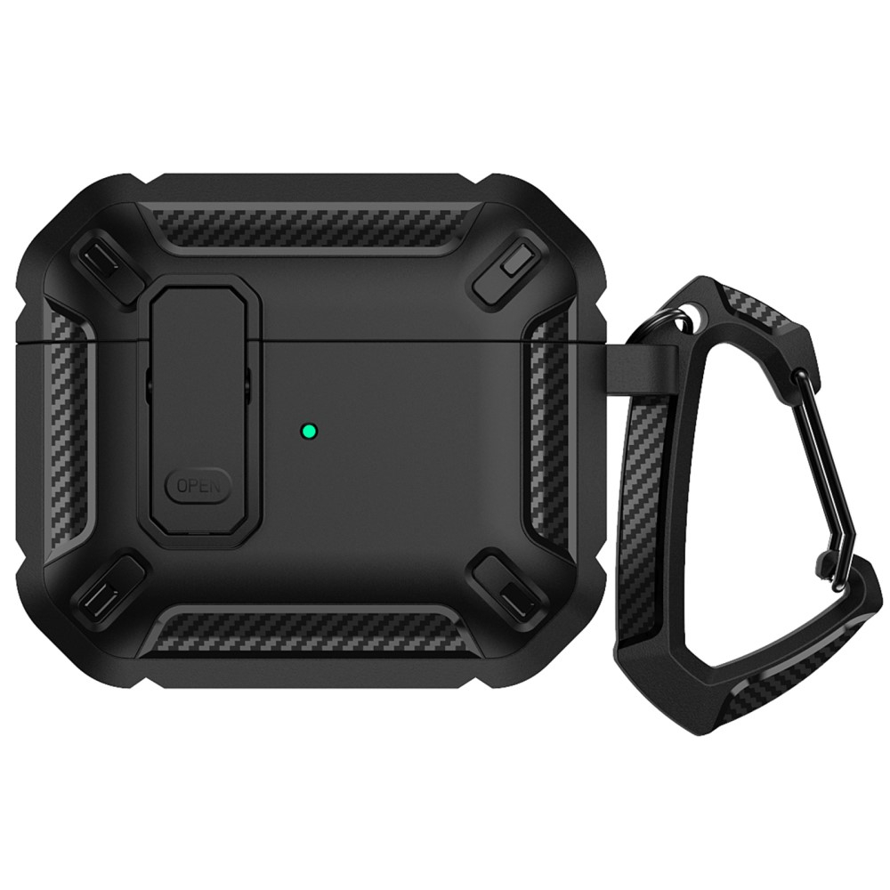 AirPods (3. Generation) Hybrid Hardcase Schutzhülle mit Karabinerhaken - Schwarz