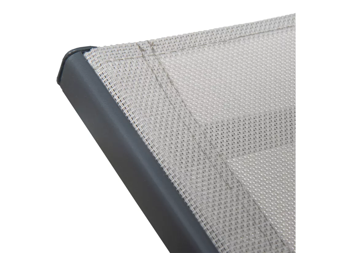 Lot de 2 bains de soleil SARDINIA en textilène gris - structure anthracite - HAPPY GARDEN
