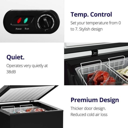 Northair - 3,5 Cu Ft con 2 cestelli rimovibili - Congelatore a scomparsa - Congelatore compatto silenzioso - 7 impostazioni di temperatura - Nero