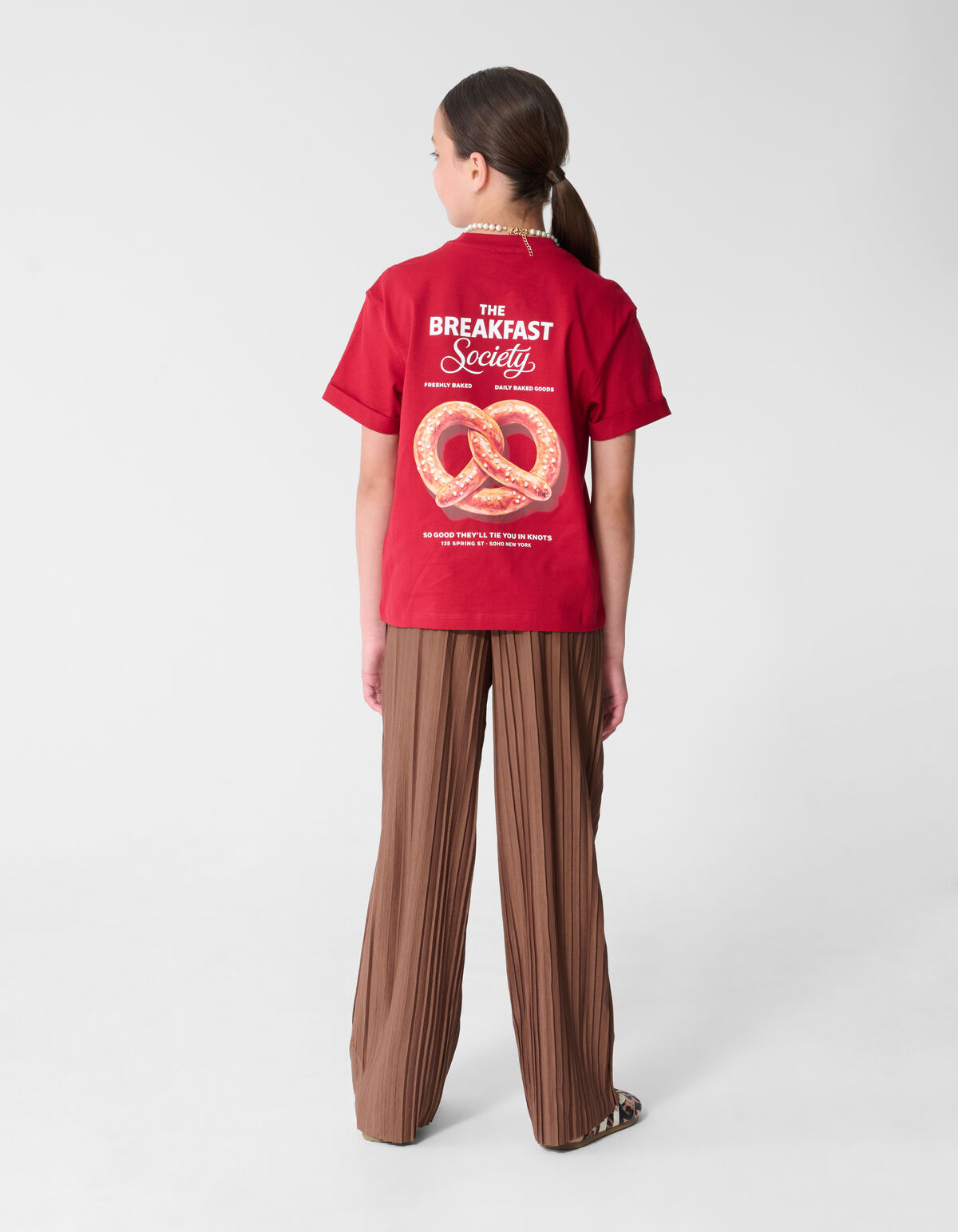 Plissé Wide Leg Broek Bruin