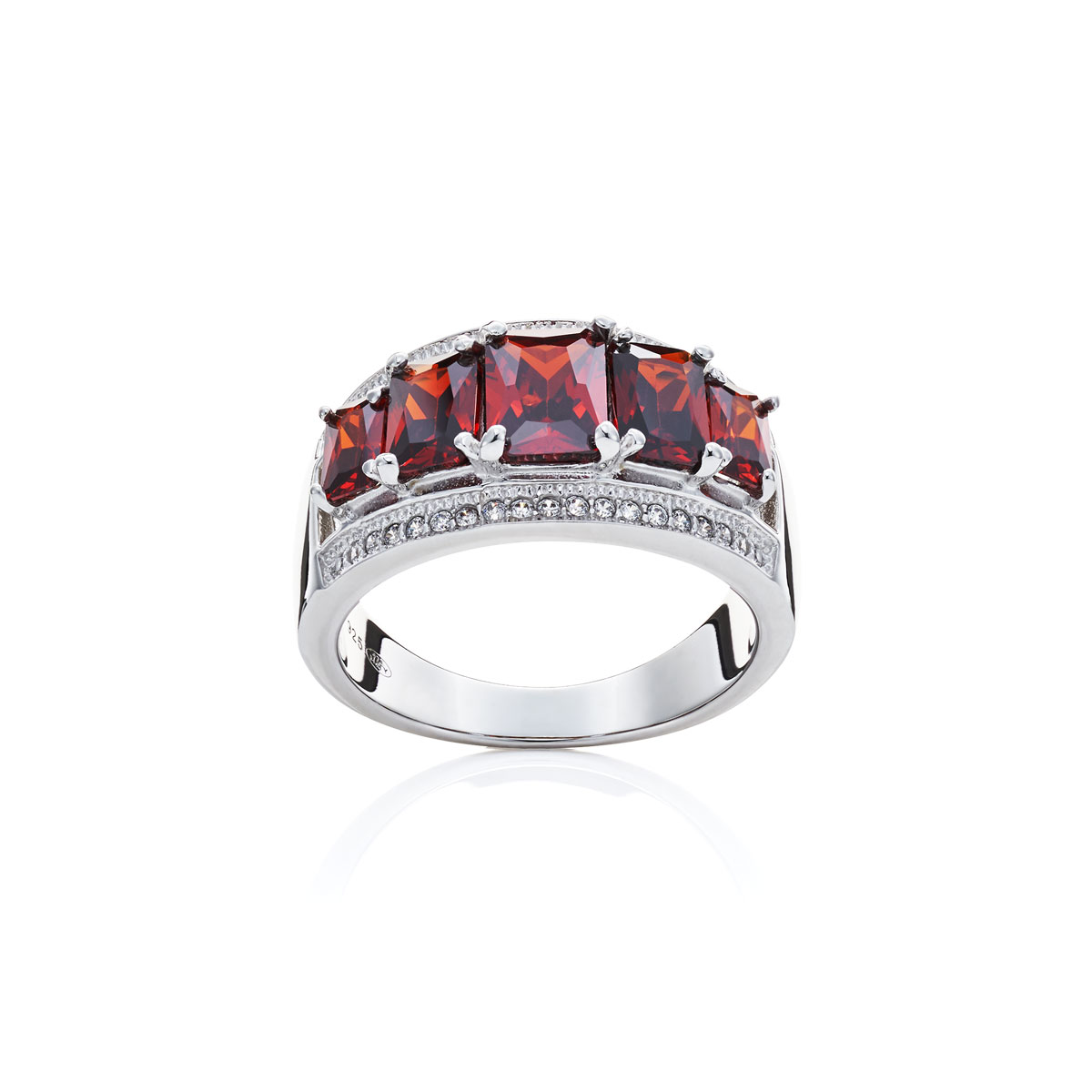 Bague argent 925 zirconias rouges