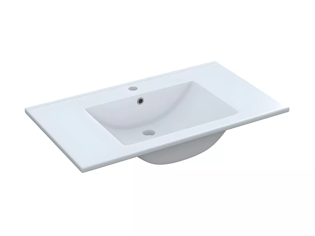 Meuble sous vasque 2 portes 80 cm + vasque + miroir Blanc - TICLY