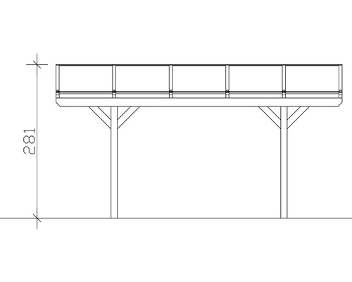 SKAN HOLZ Westerwald enkele carport inclusief paalankers, 362 x 541 cm, walnoot