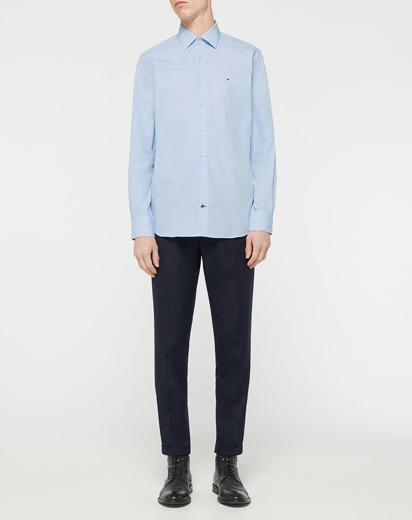 Tommy Hilfiger Chemise Regular en Popeline à rayures bleu/blanc