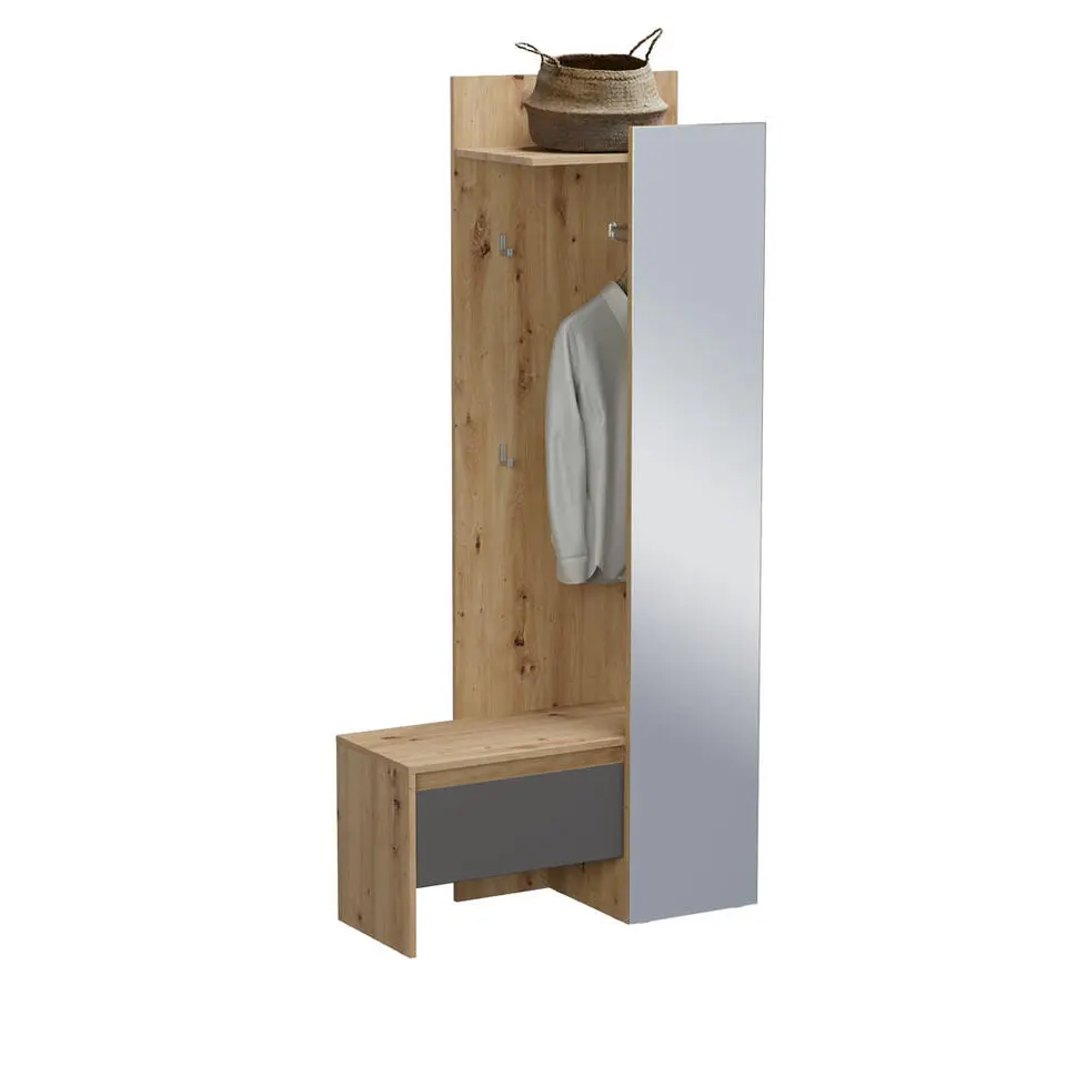 Hioshop Torino garderobe opstelling 3 haken eik decor