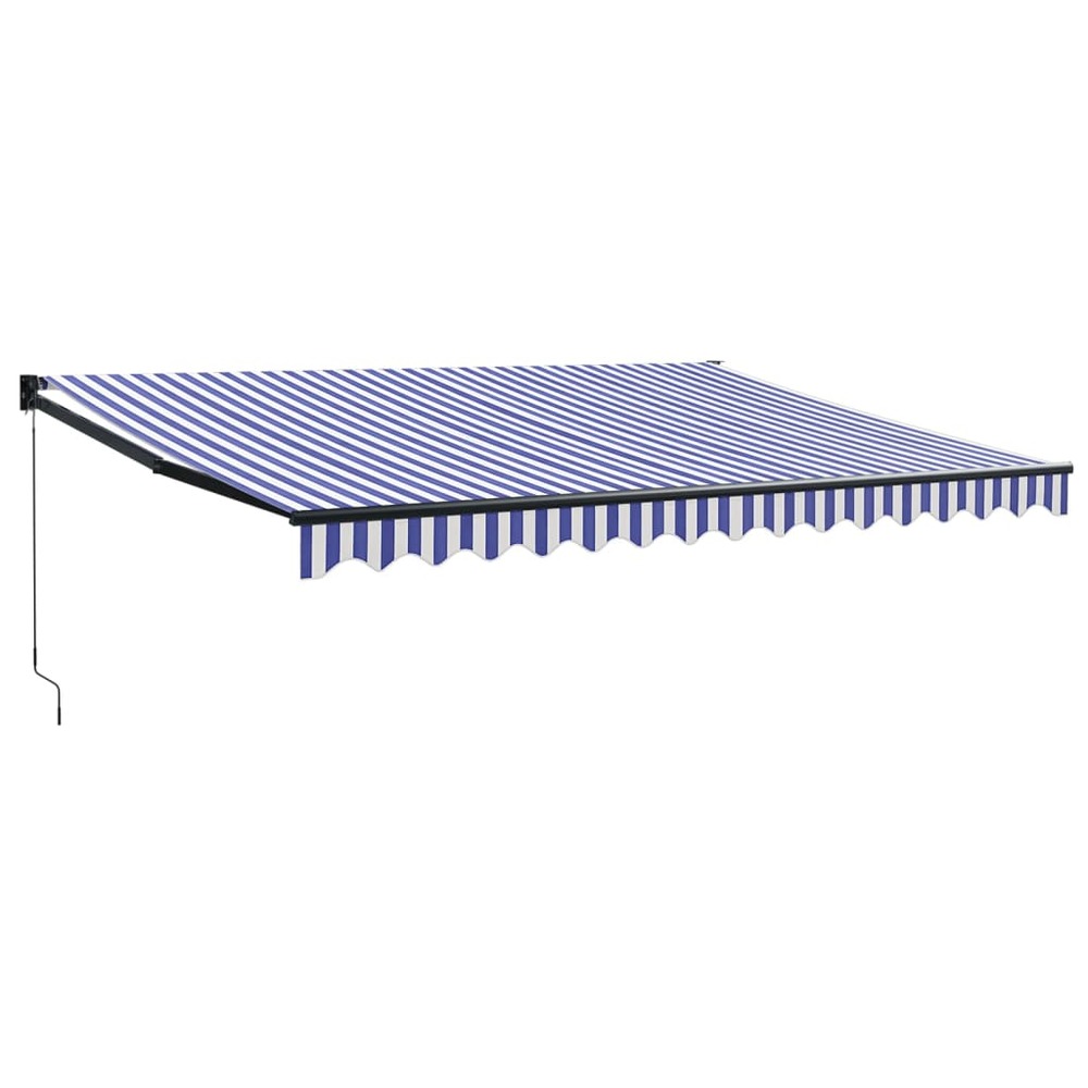 Auvent rétractable bleu et blanc 4,5x3 m tissu et aluminium