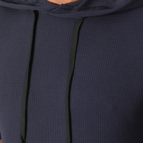 Tee Shirt Capuche Texturé Waffle 0585 Bleu Marine