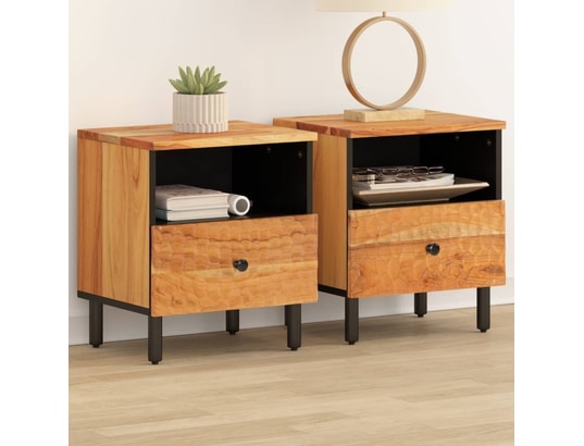 VIDAXL - Tables de chevet 2 pcs 40x33x46 cm bois d'acacia massif