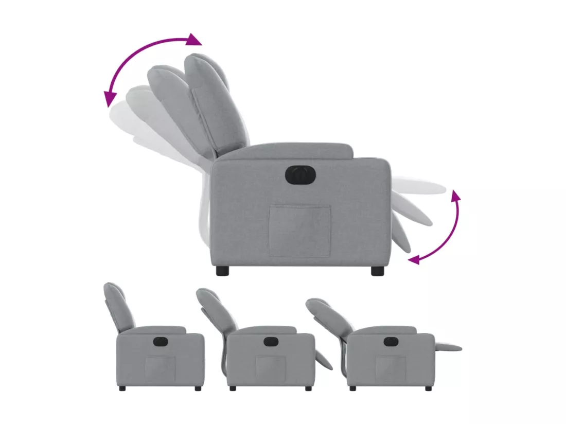 Fauteuil inclinable électrique Gris clair Tissu