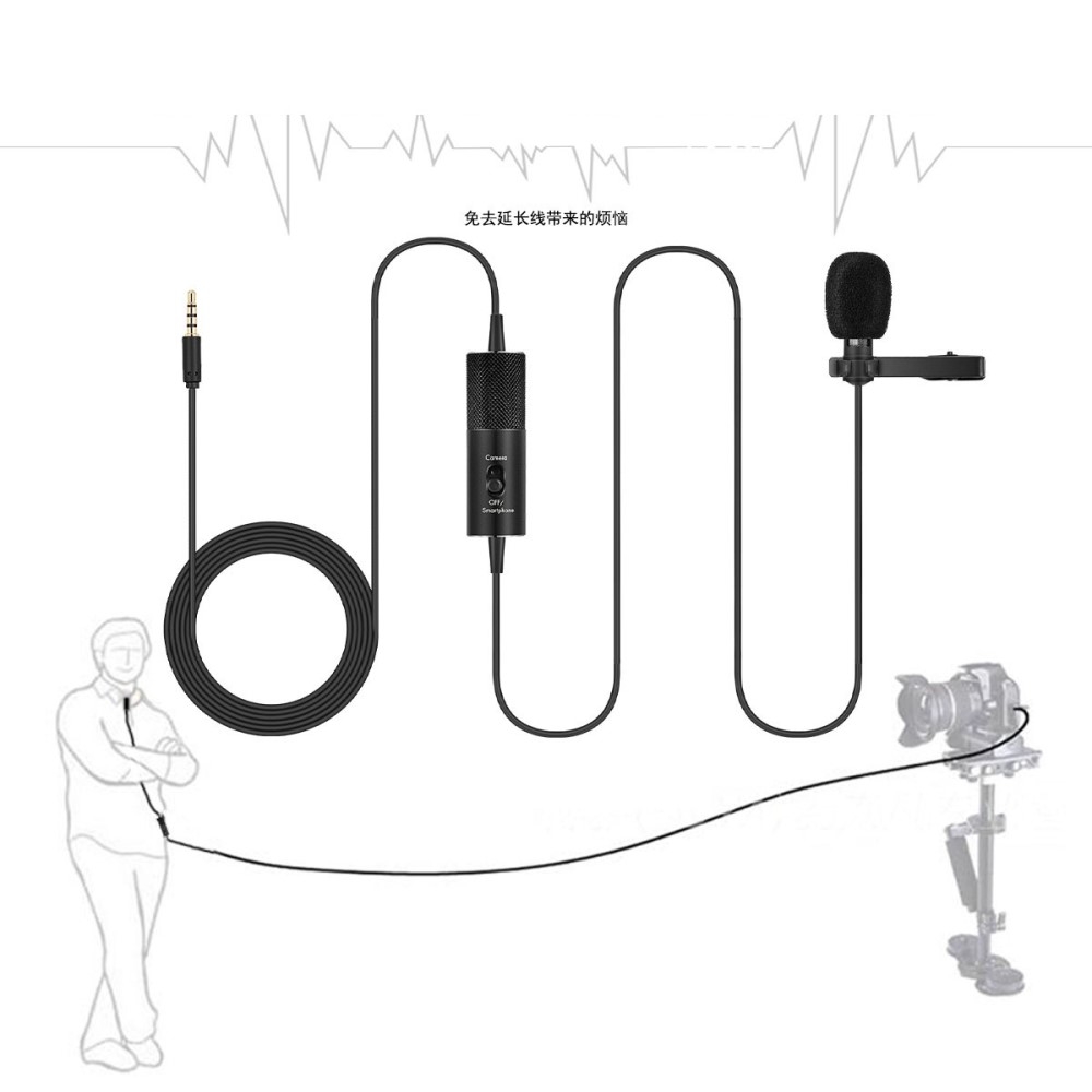 (1.8m) Lavalier Krawatten Mikro Ansteckmikrofon für Audioaufnahmen 1.8m (Kamera / DSLR / Handy / PC / Laptop)