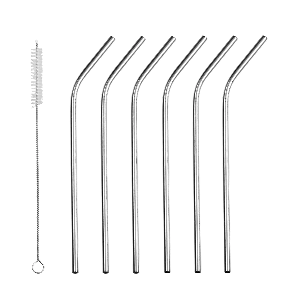 Boite de 6 pailles en inox avec écouvillon Trend'up