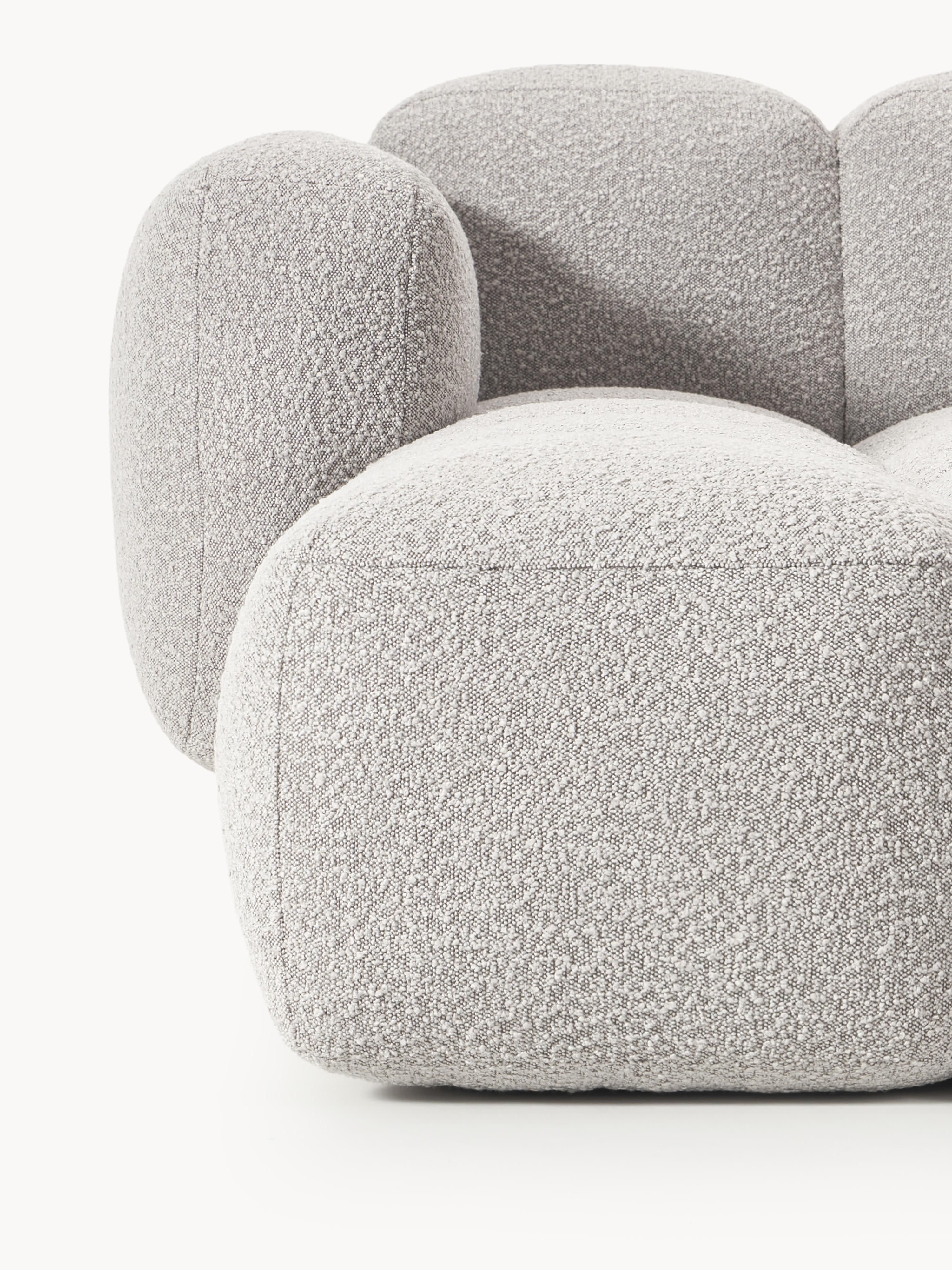 Modulaire bank Tayla (3-zits) van bouclé met poef (links/rechts)
