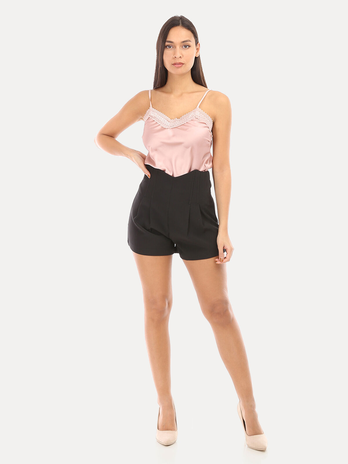 Short taille haute évasé- Noir