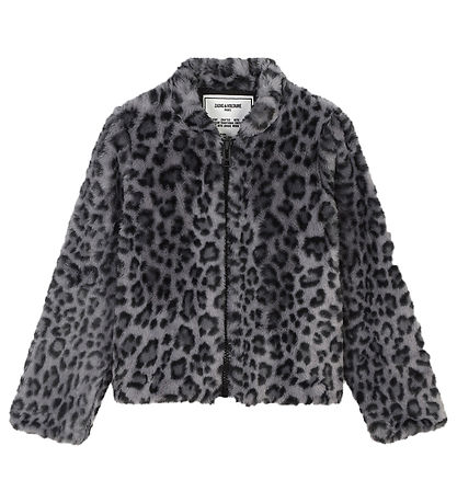 Zadig & Voltaire Jacke - Kunstpelz - Schwarz/Grau m. Leopard