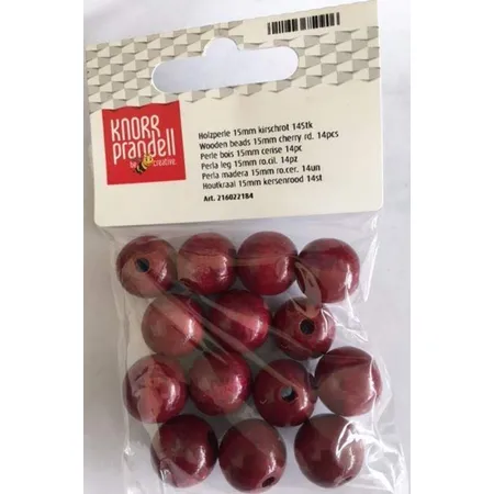 Knorr Prandell Holzperle Kirschrot 15 mm, 14er Packung